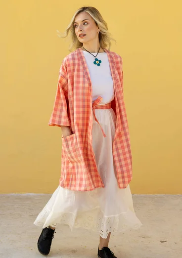 Kimono à carreaux "Coimbatore" en coton biologique - nymphéa