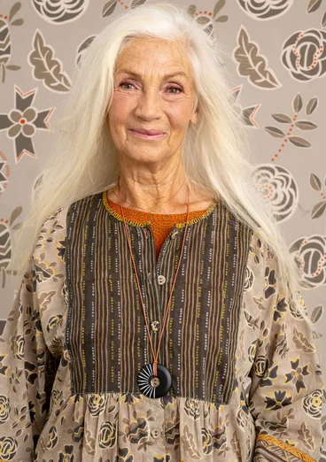 “Amber” artist’s blouse in organic cotton - limestone