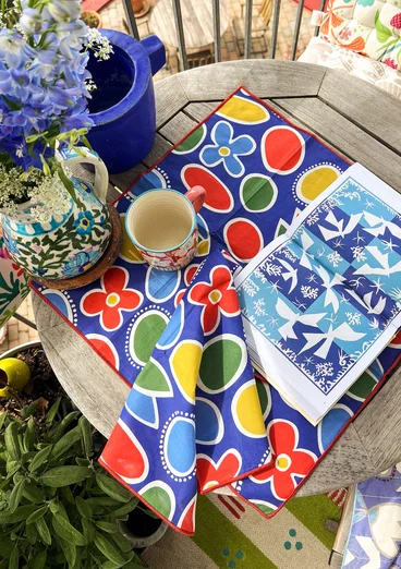 Lot de 2 serviettes de table "Sol" en coton biologique - bleu cobalt