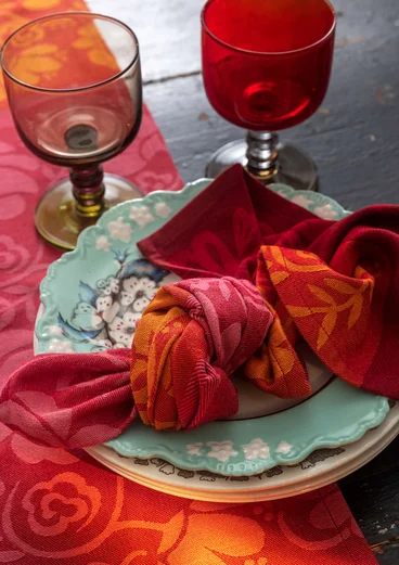 “Vinterros” kitchen towel in organic cotton - tomato