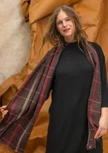 Foulard à carreaux tissé "Kari" en coton/laine - aubergine foncé