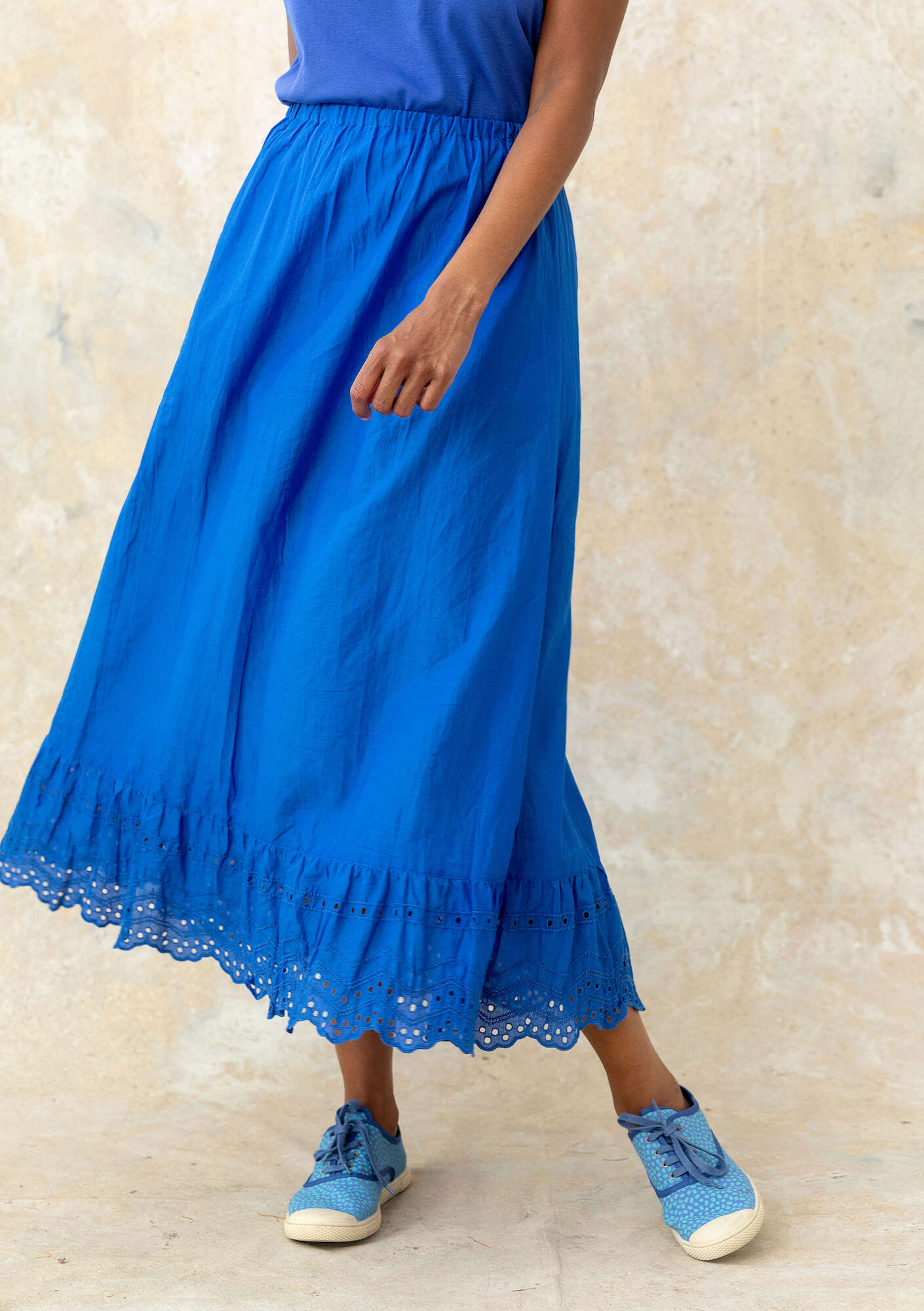 “Pytte” woven organic cotton underskirt sapphire blue thumbnail