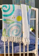 “Cumulus” organic cotton throw blanket - forget-me-not