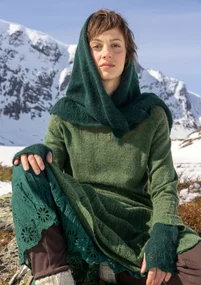 Strikket tørklæde "Forgetmenot" i alpakablanding - mørk jaspis/meleret