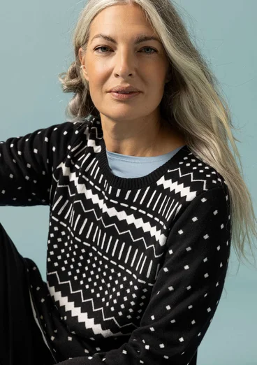 Striktunika "Elsie" i økologisk/genanvendt bomuld - sort