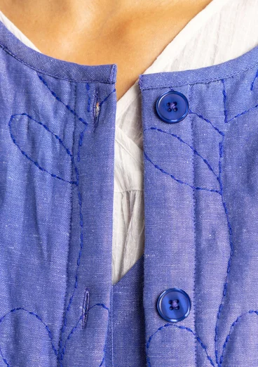 “Idun” organic cotton/linen quilted coat - blue lotus