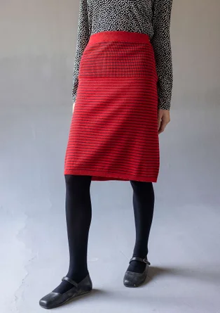 “Sylvi” fine-knit skirt in organic cotton/wool - amaryllis/dark aubergine