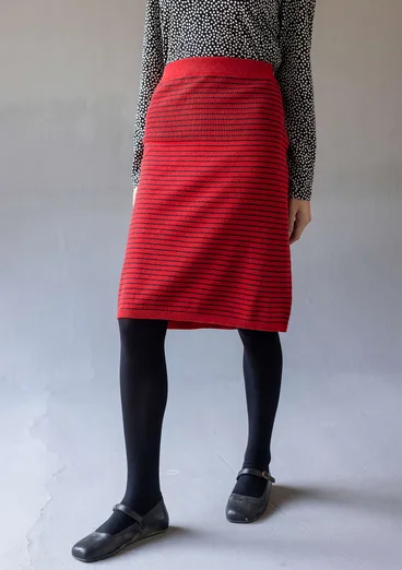 “Sylvi” fine-knit skirt in organic cotton/wool - amaryllis/dark aubergine