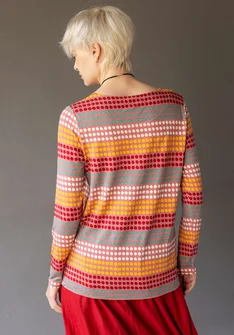 “Quiz” patterned lyocell/elastane top - pink salmon