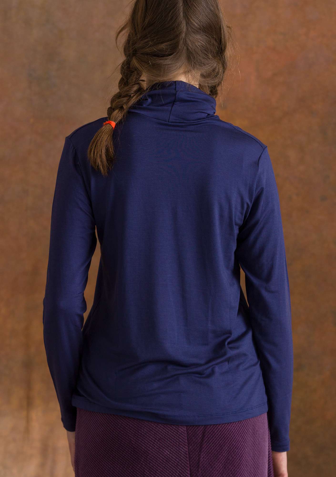 Top col roulé en jersey de lyocell/élasthanne bleu nuit thumbnail