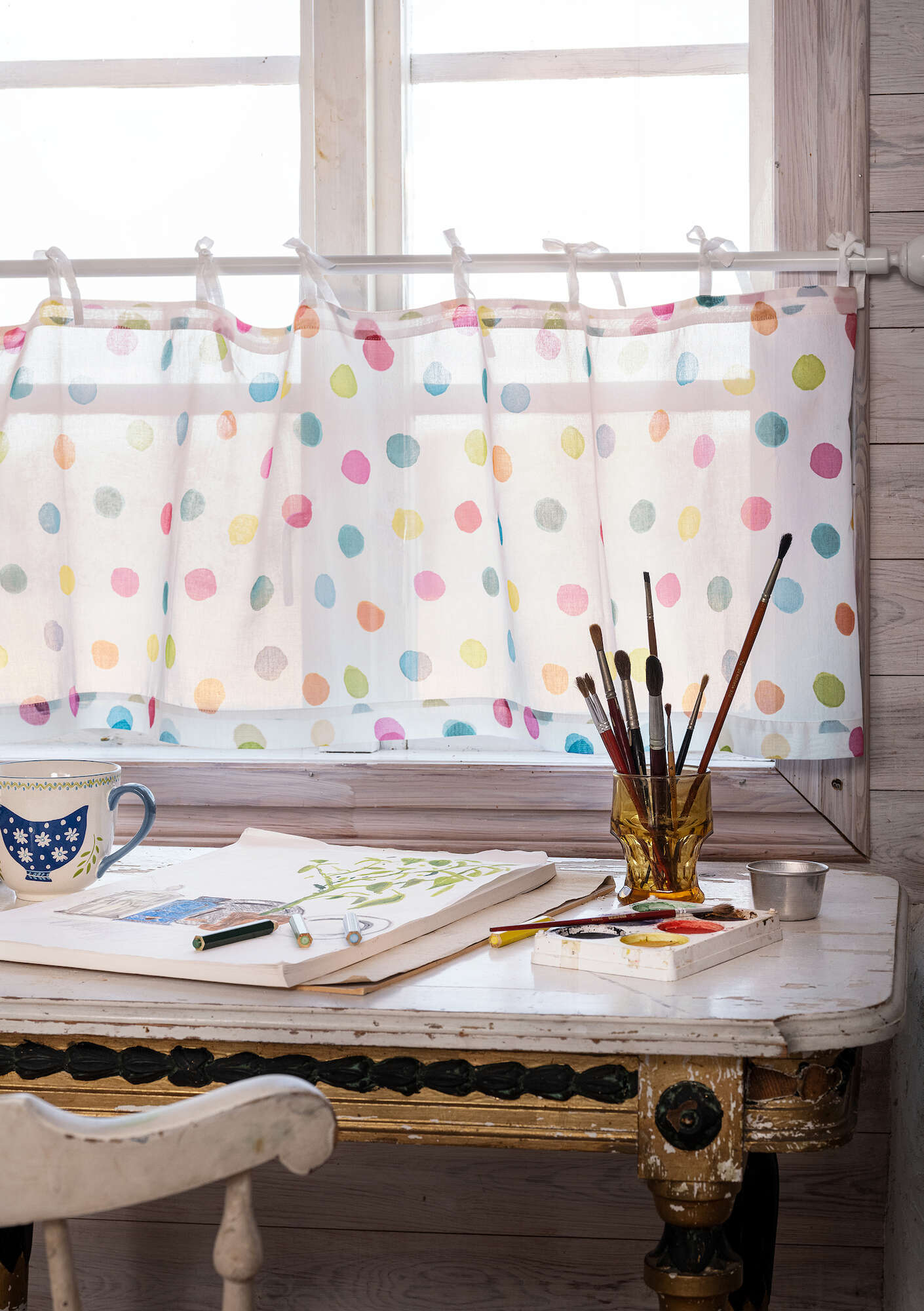 “Azur” organic cotton curtain valance multicoloured thumbnail