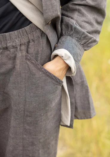 Geweven broek "Dunes" van biologisch katoen/linnen - asgrijs