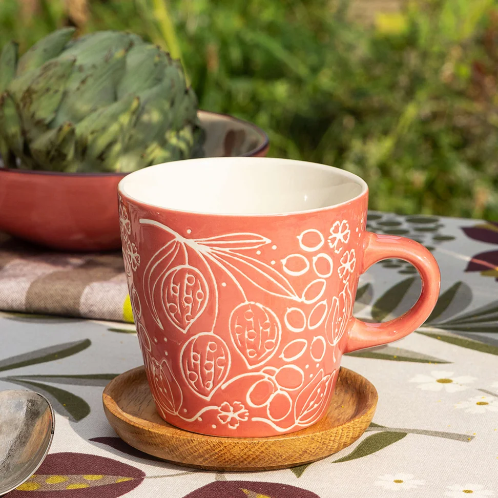 Tasse „Botanic“ aus Keramik - aschrosa