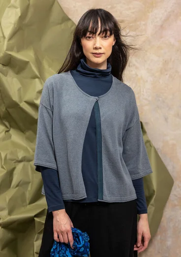 Cardigan in natural dyed organic cotton/wool - light haze blue