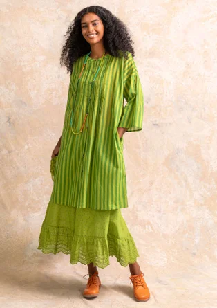 Kleid „Serafina“ aus Öko-Baumwollgewebe - waldgrün-gemustert