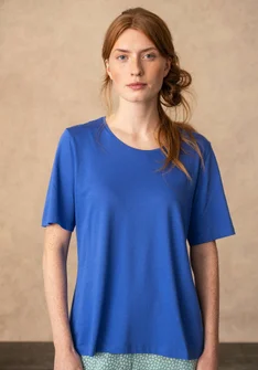 Effen top van biologisch katoen/modal - briljantblauw