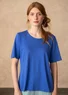 Solid-colour top in organic cotton/modal (brilliant blue M)