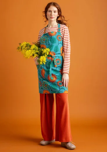 Tablier « Sunflower » en coton biologique/ lin - turquoise