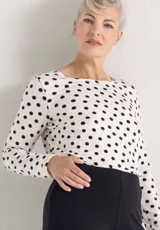 Trikoopusero ”Pearl” lyocellia ja elastaania - höyhen/kuviollinen