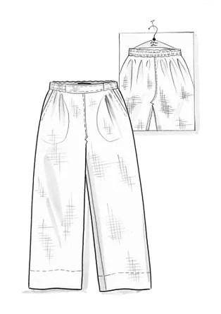 Trousers in a woven organic cotton/linen blend - Pacific blue