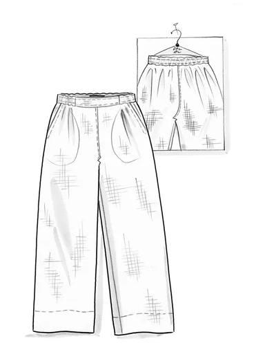 Trousers in a woven organic cotton/linen blend - Pacific blue