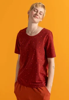 Jerseyshirt „Theia“ aus Bio-Baumwolle/Elasthan - dunkelachatrot-gemustert
