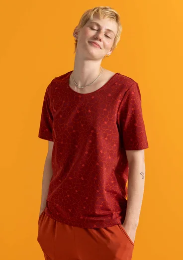 Jerseyshirt „Theia“ aus Bio-Baumwolle/Elasthan - dunkelachatrot-gemustert