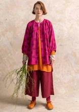 Blouse d'artiste "Amber" en lin - cerise/motif