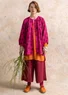 Künstlerbluse „Amber“ aus Leinen (cerise-gemustert S)