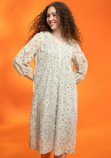 “Flower meadow” woven organic cotton dress - dark natural