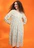 “Flower meadow” woven organic cotton dress (dark natural L)