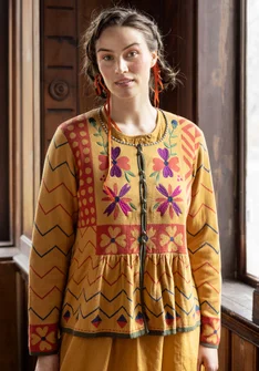 “Maria” cardigan in organic/recycled cotton - ochre