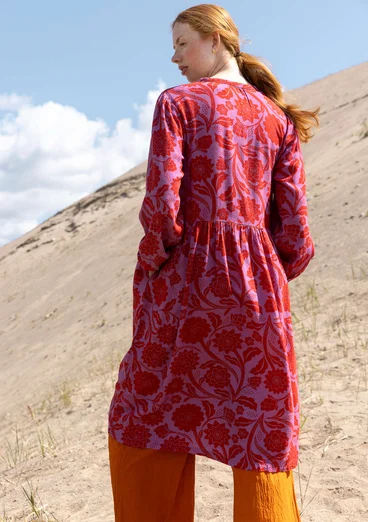 Robe tissé "Moonlight" en viscose/lin - rouge vif