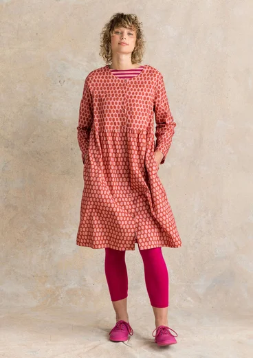 “Vendela” woven organic cotton dress - madder red/patterned