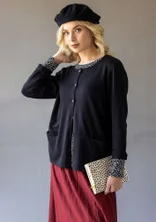 “Sylvi” striped and solid-colour organic cotton/wool cardigan - black