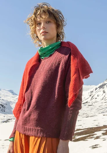 “Forgetmenot” scarf knitted in an alpaca blend - parrot red/melange