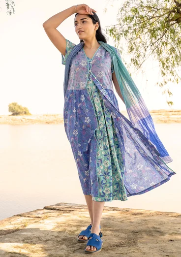 “Nightingale” woven dress in organic cotton - sky blue