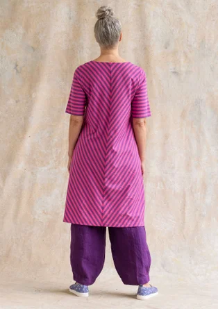Robe basique rayée en coton biologique - hibiscus/géranium des bois