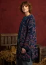 Geblümte Langstrickjacke „Lusern“ aus Bio-Baumwolle, mit Handstickerei (indigo L)