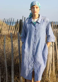 “Bifrost” woven linen shirt dress - light brilliant blue