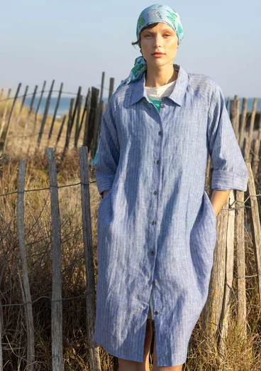 “Bifrost” woven linen shirt dress - light brilliant blue