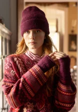 Beanie in an alpaca blend - aubergine/melange