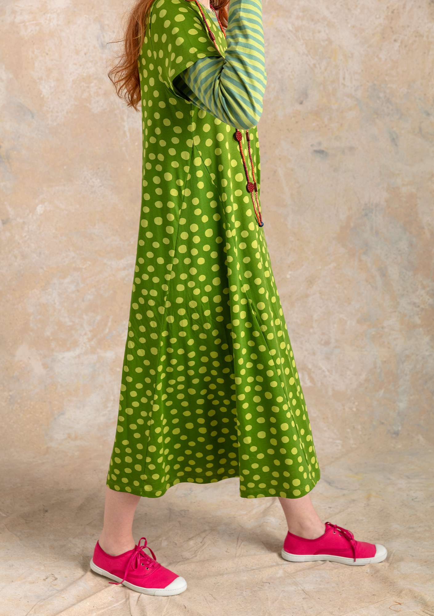 “Cordelia” organic cotton/modal jersey dress cactus/patterned thumbnail