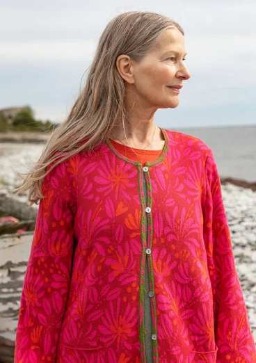 Strickjacke „Bohuslän“ aus Bio-/Recycling-Baumwolle - rosenholz