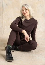 Jerseyleggings aus Bio-Baumwollripp - dunkelaubergine