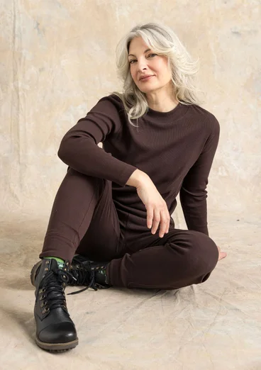 Jerseyleggings aus Bio-Baumwollripp - dunkelaubergine