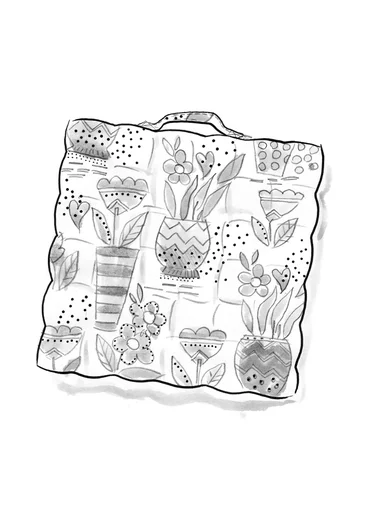 “Flower pots” organic cotton seat pad - dusky purple