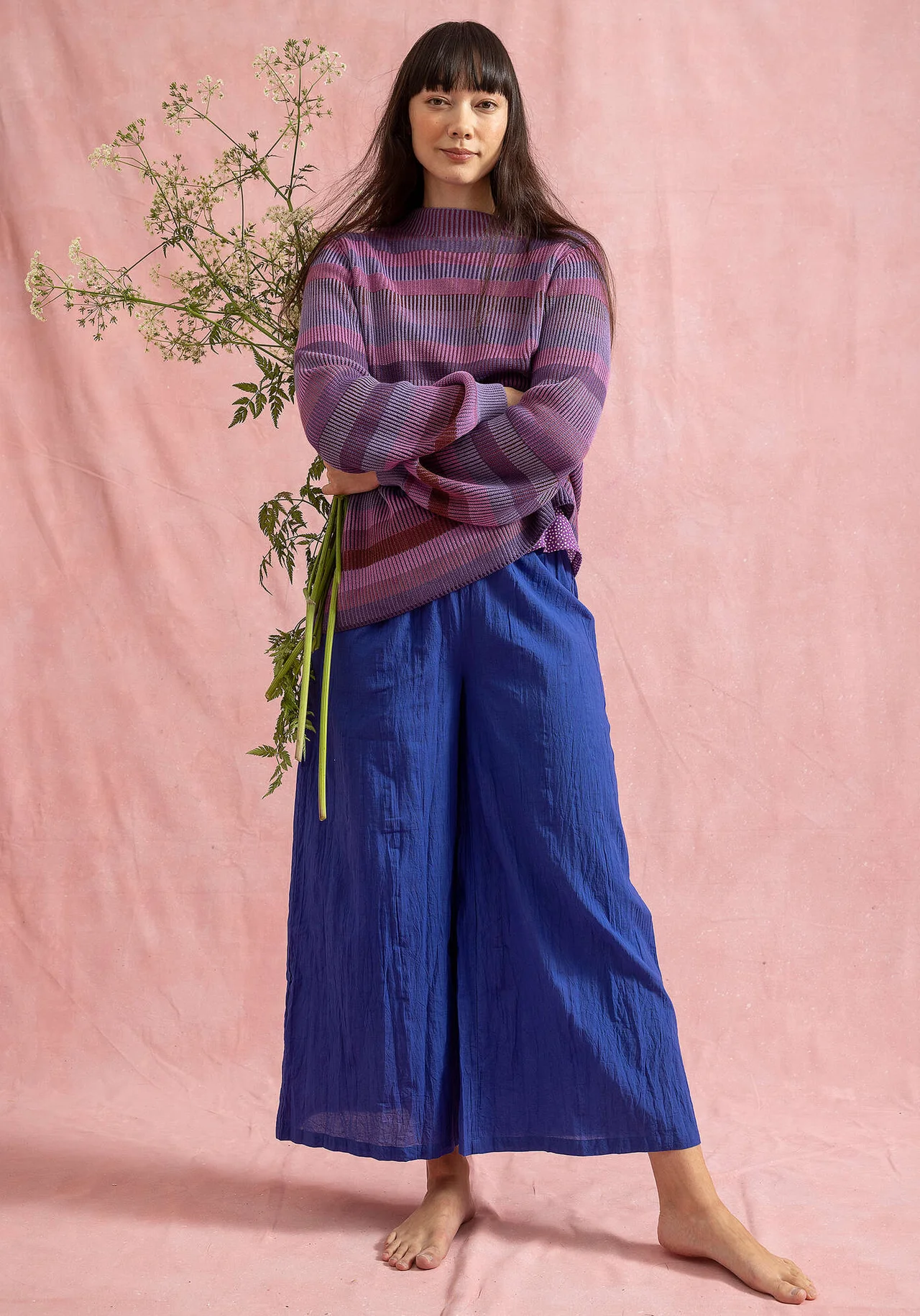 Woven organic cotton trousers - brilliant blue