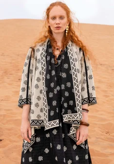 Gilet réversible croisé "Thar" en lin/écocoton - noir