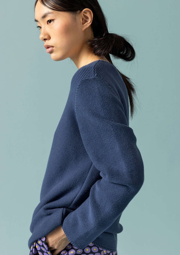 Garter stitch sweater indigo